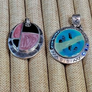 Set of 2 Vintage Kenneth Cole Enamel Pendant & Pendant Enhancer